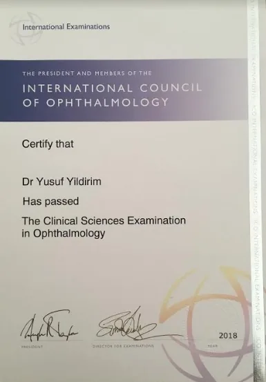 ICO Klinik Bilimler sınavı sertifikası taraması.
